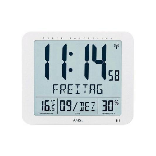 AMS Wand-/ Tischuhr "Alleswisser" in weiß oder grau APWU10226