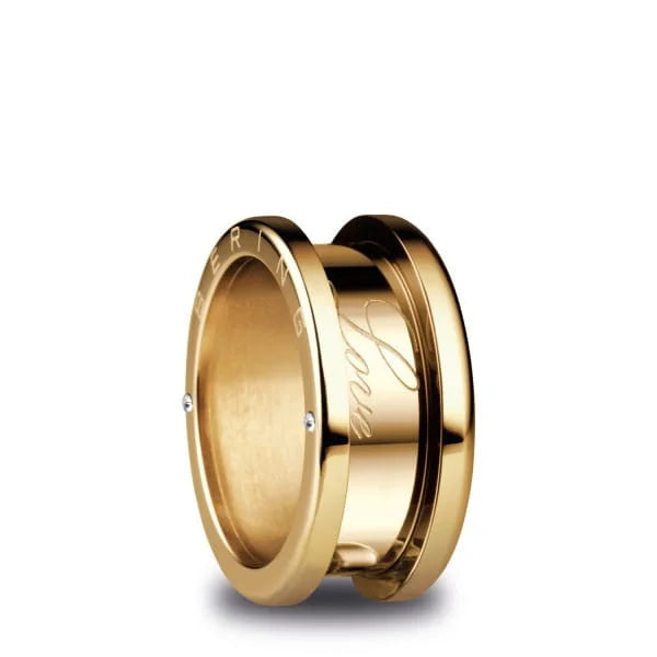 Bering-Ringschiene zum Auffüllen mit Gravur Love Edelstahl - goldfarben Glitzer BUAP523/6
