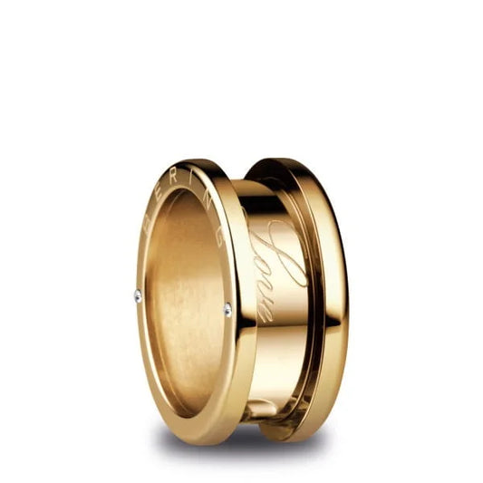 Bering-Ringschiene zum Auffüllen mit Gravur Love Edelstahl - goldfarben Glitzer BUAP523/6
