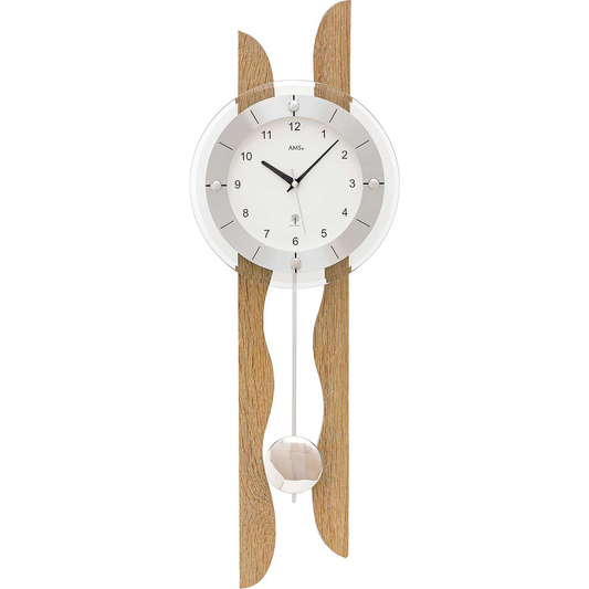 AMS Pendeluhr Funk "Funkelnde Kontraste" in hölzerner oder metallischer Optik APWU10215