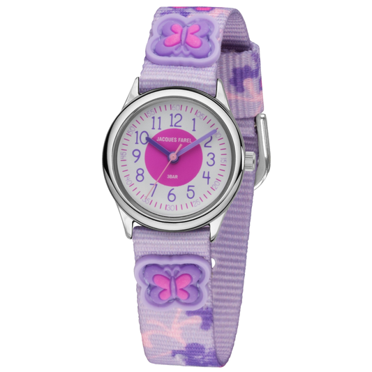 Kinderuhr mit Textilband & 3D Motiv "Schmetterling" APKU82314