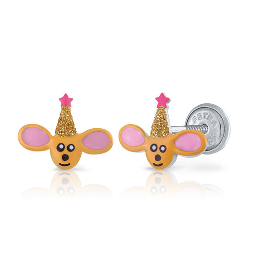 La Petra Kinderohrstecker "Partymaus" in verschiedenen Farben mit abgerundeter Schraube gegen leichte Empfindlichkeit APSKA3232/8