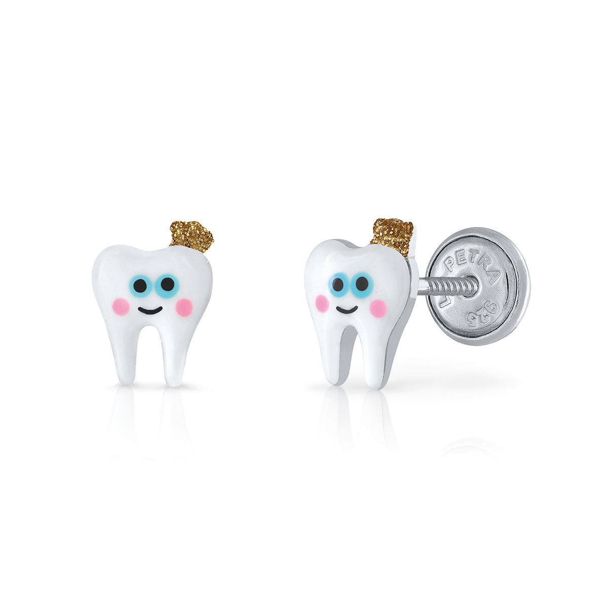 Kinderohrstecker mit Symbolen in Silber Zahnfee mit abgerundeter Schraube gegen leichte Empfindlichkeit APSKA3232/21 - Schmuck & Uhren Andrea Panick