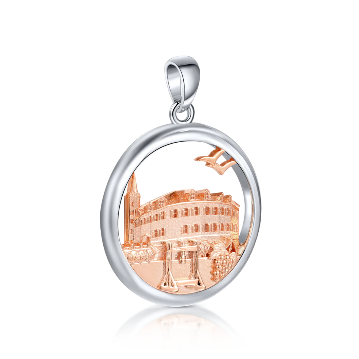 Jessen-Anhänger 925/-Silber rosé-vergoldet rund mit Anhängerschlaufe APAJ4222