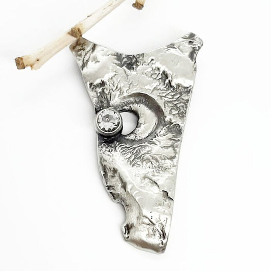 Finnlandsilber 925/- Silber geschwärzt Bergkristall Anhänger abstrakt APSF22116