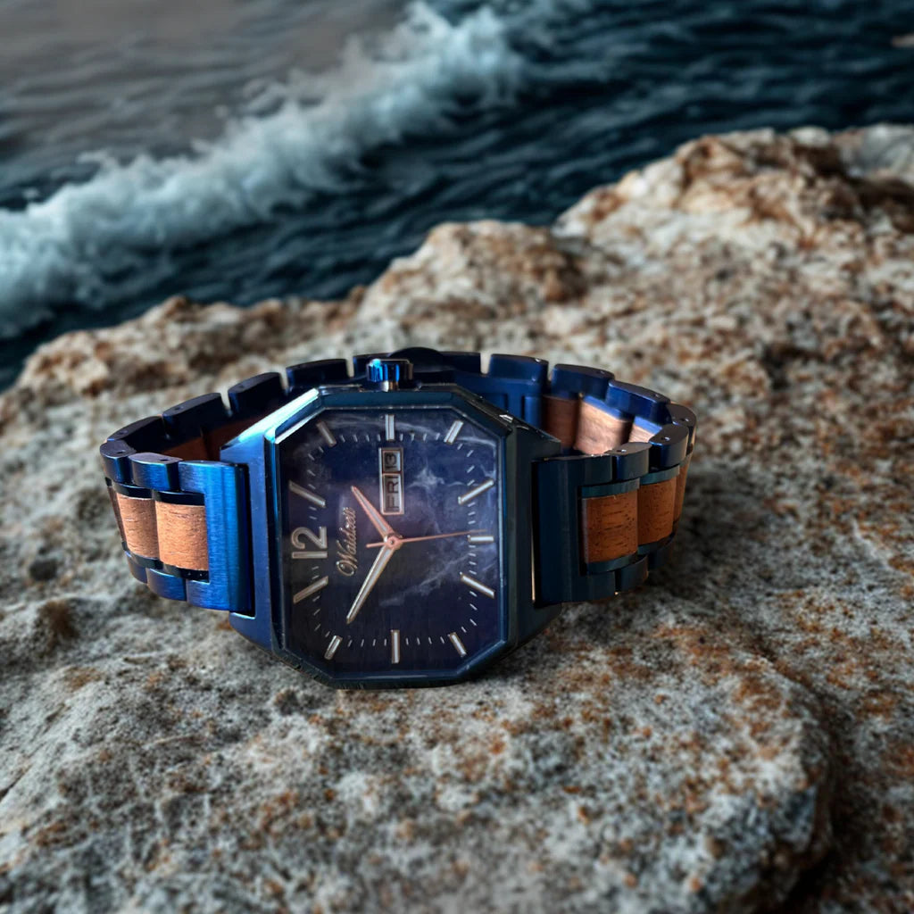 Waidzeit Armbanduhr aus Walnuss "Hamburg" WUAP3261/3