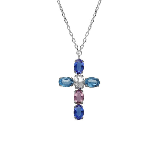 Victoria Cruz Collier mit Kreuz „Harmony Spectrum“ in verschiedenen Farben VZAP24710