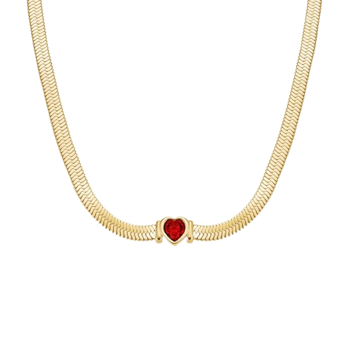 Rosefield Collier "Snake Choker mit feuerrotem Herz" APRS4261