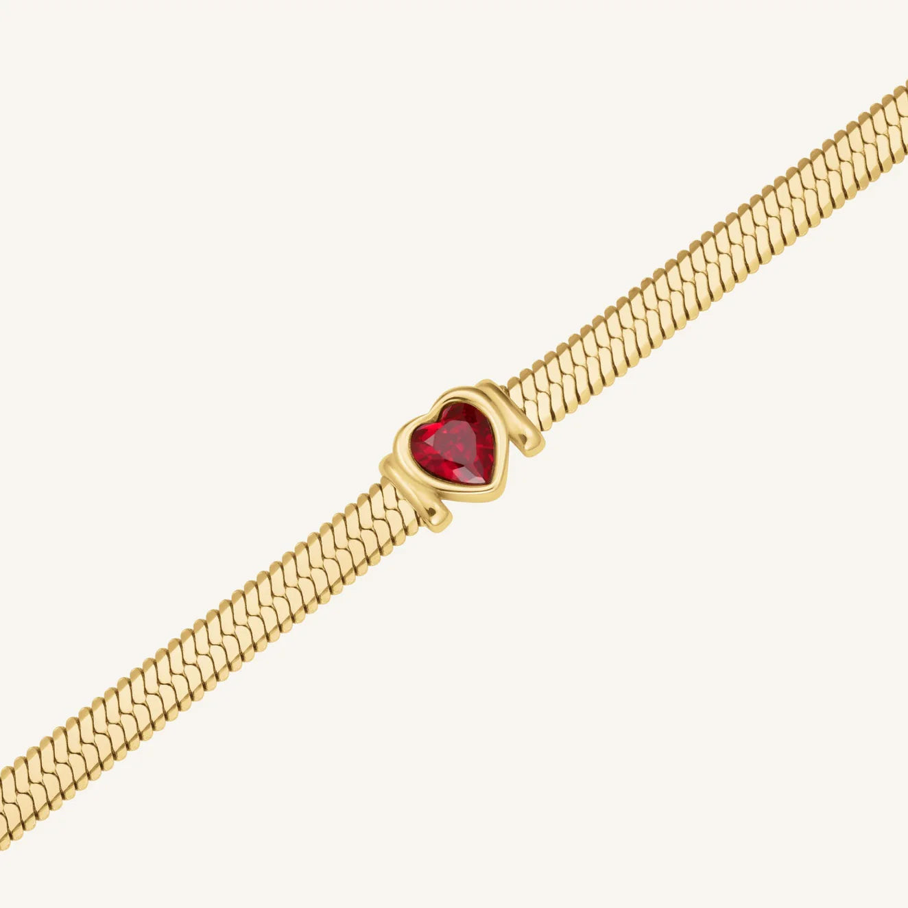 Rosefield Collier "Snake Choker mit feuerrotem Herz" APRS4261