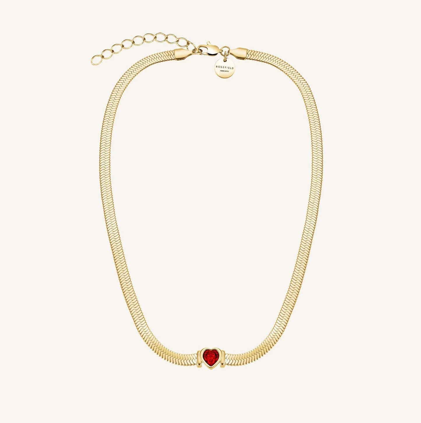 Rosefield Collier "Snake Choker mit feuerrotem Herz" APRS4261