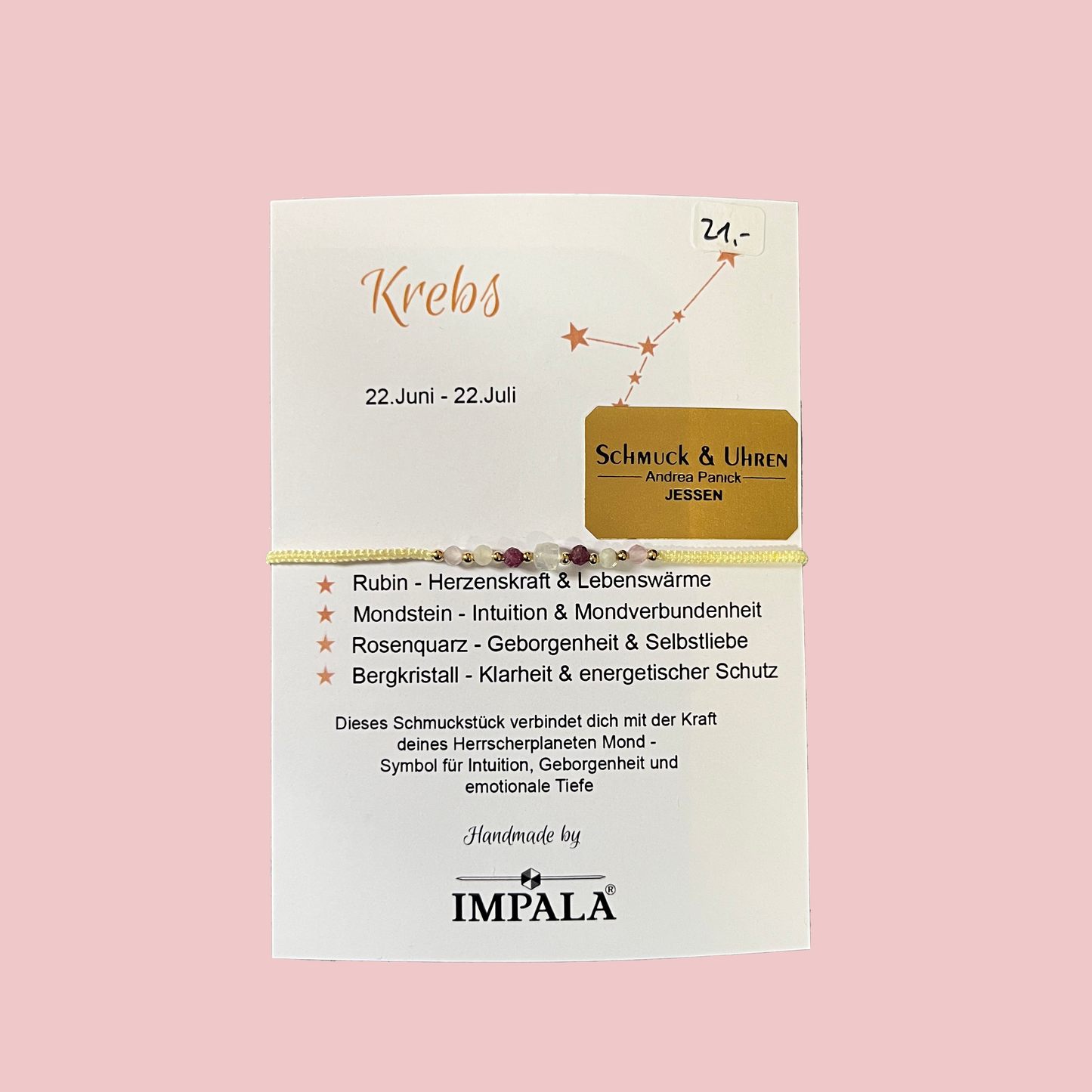 Impala Sternzeichen Armbänder mit verschiedenen Halbedelsteinen APIA2261