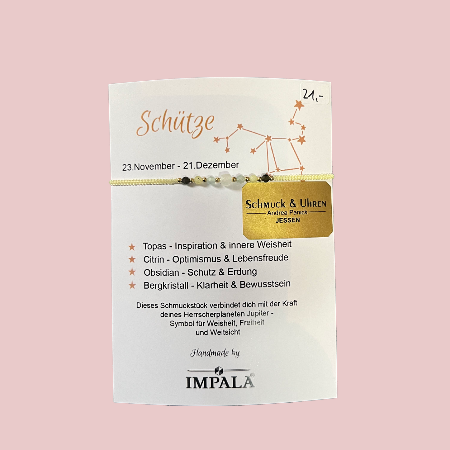 Impala Sternzeichen Armbänder mit verschiedenen Halbedelsteinen APIA2261