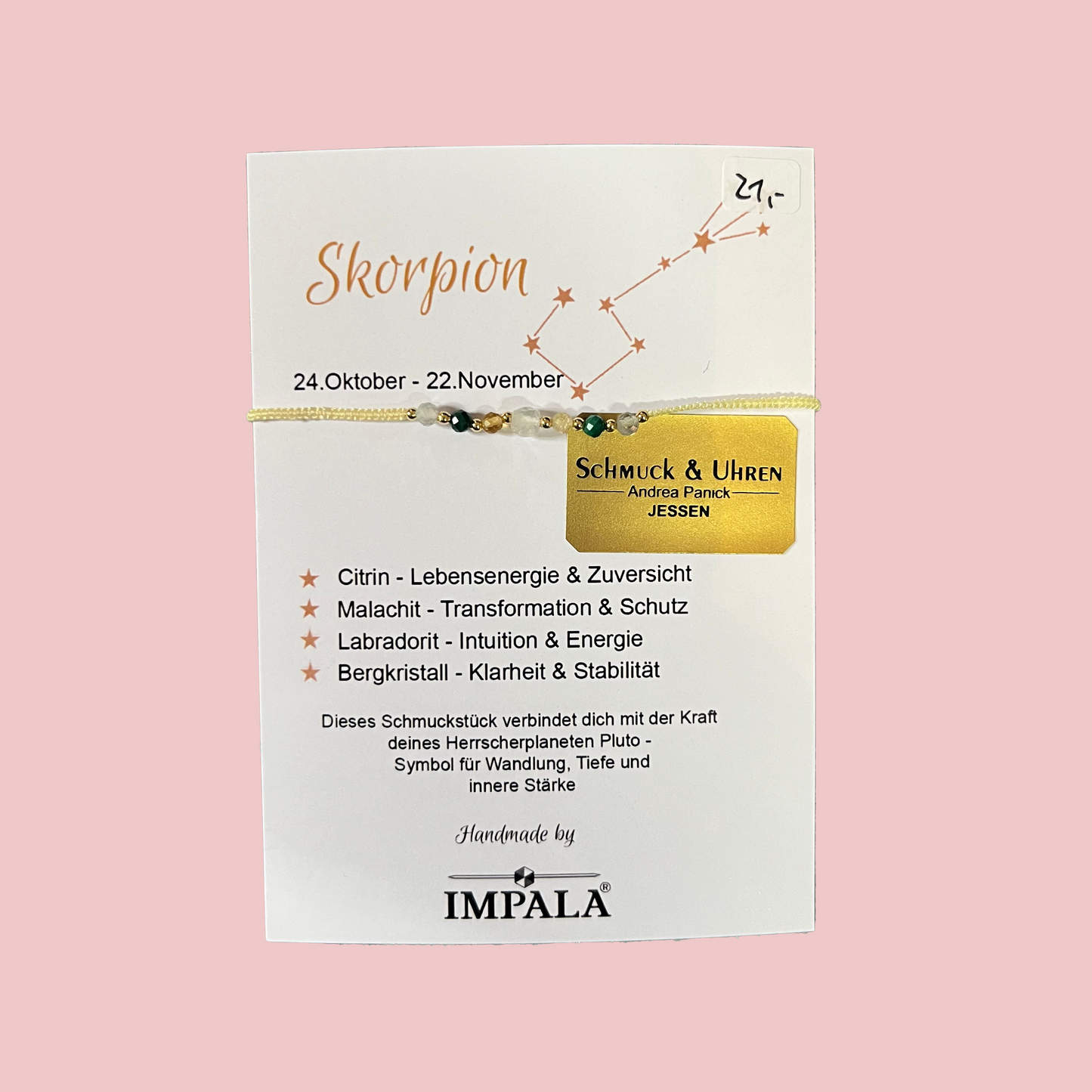 Impala Sternzeichen Armbänder mit verschiedenen Halbedelsteinen APIA2261