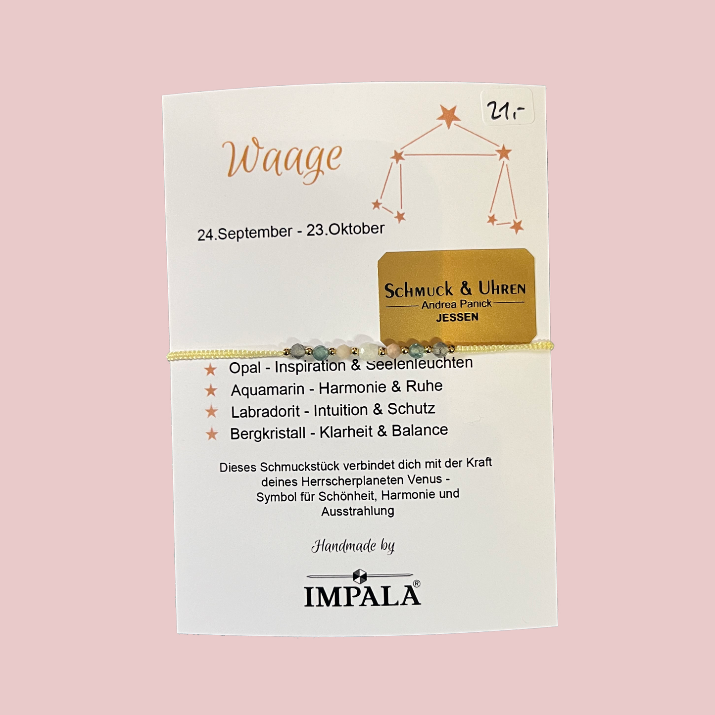 Impala Sternzeichen Armbänder mit verschiedenen Halbedelsteinen APIA2261