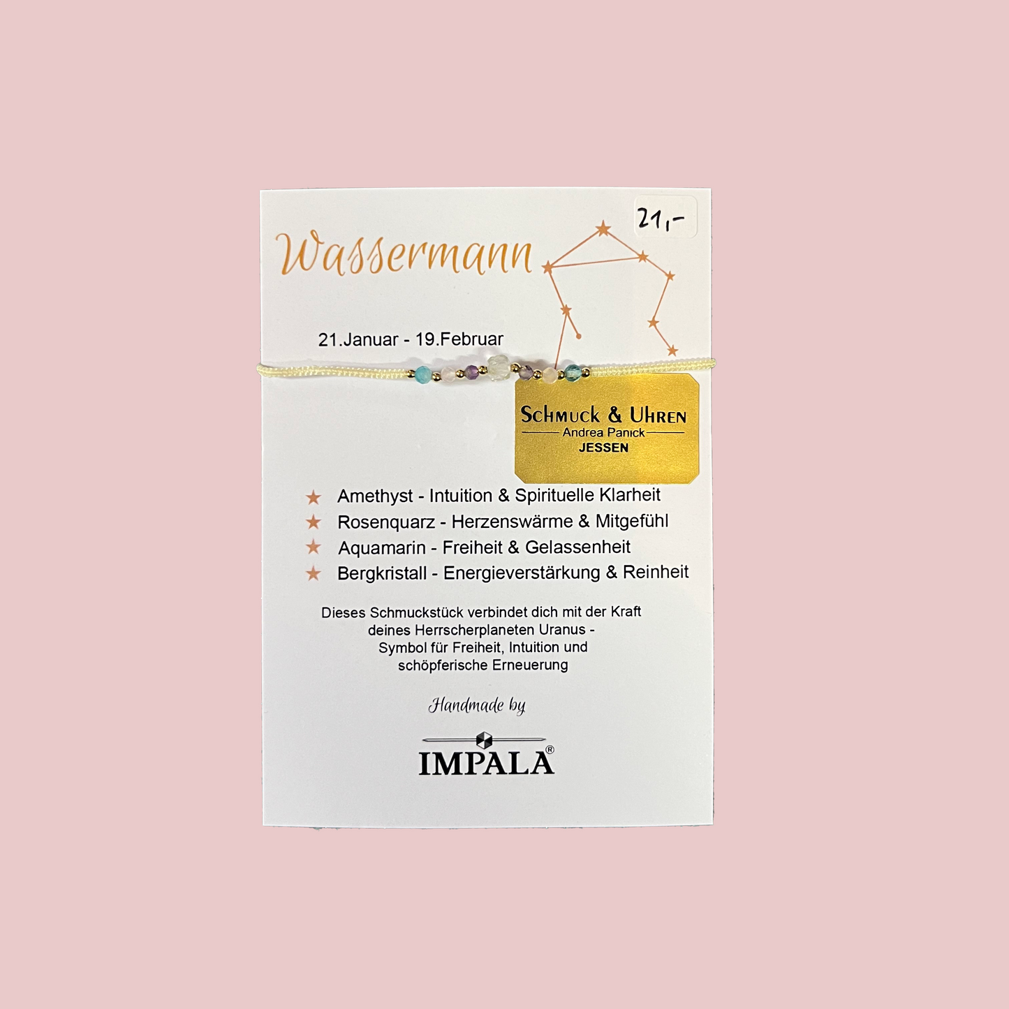 Impala Sternzeichen Armbänder mit verschiedenen Halbedelsteinen APIA2261