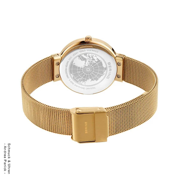 Bering-Armbanduhr Diamond Zirkonia Gold Saphir weiß BUAP12222/1