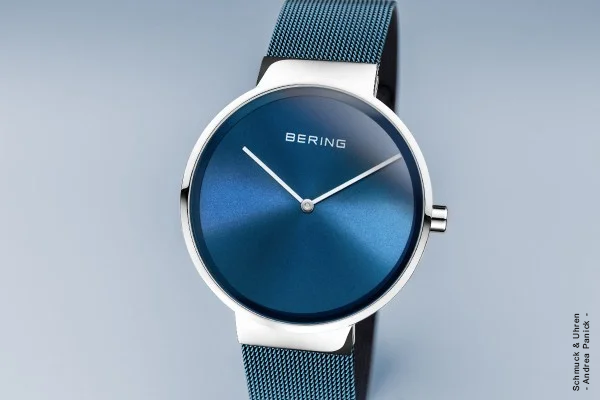 Bering-Armbanduhr Edelstahl silber blau BUAP12226