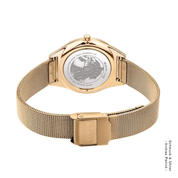 Bering-Armbanduhr Zirkonia Edelstahl Gold BUAP12223/3