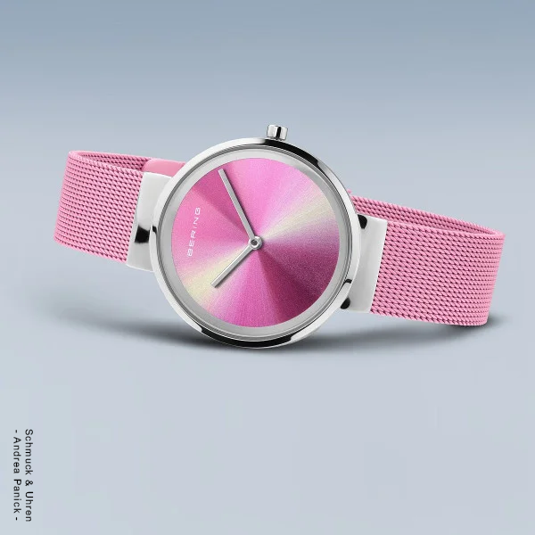 Bering-Armbanduhr Galaxy Edelstahl silber pink BUAP12224/1