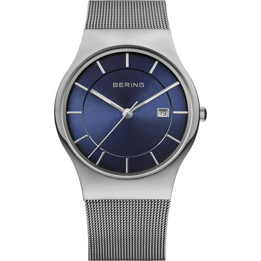 Bering-Armbanduhr Titanium silber grau blau APAUB42230