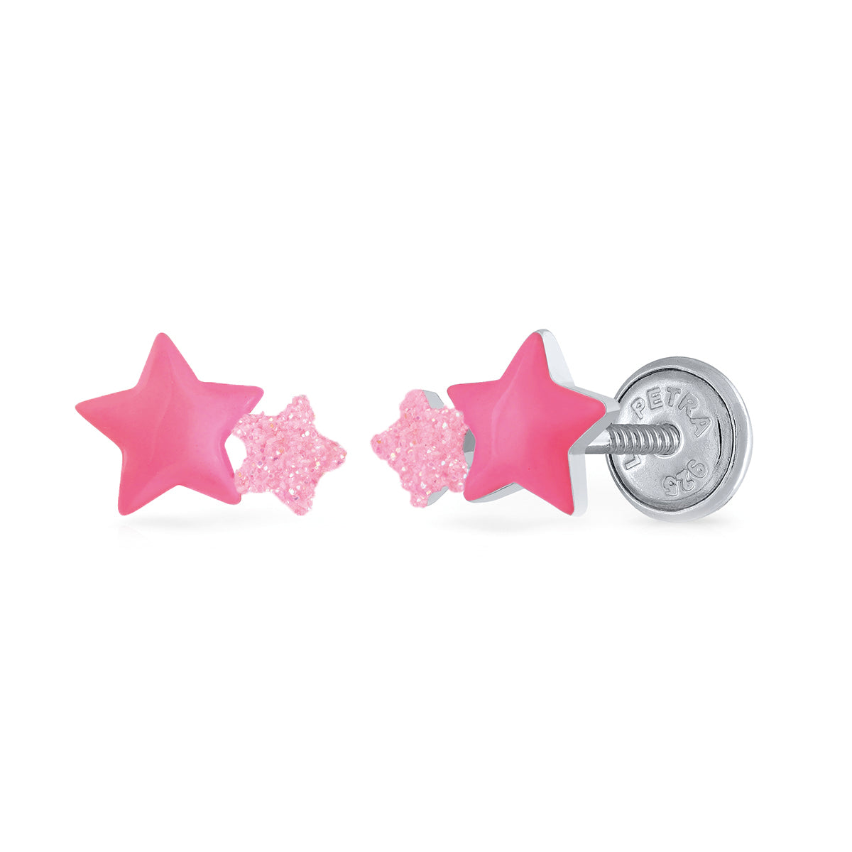 Kinderohrstecker mit Symbolen in Silber Stern mit abgerundeter Schraube gegen leichte Empfindlichkeit APSKA3232/1