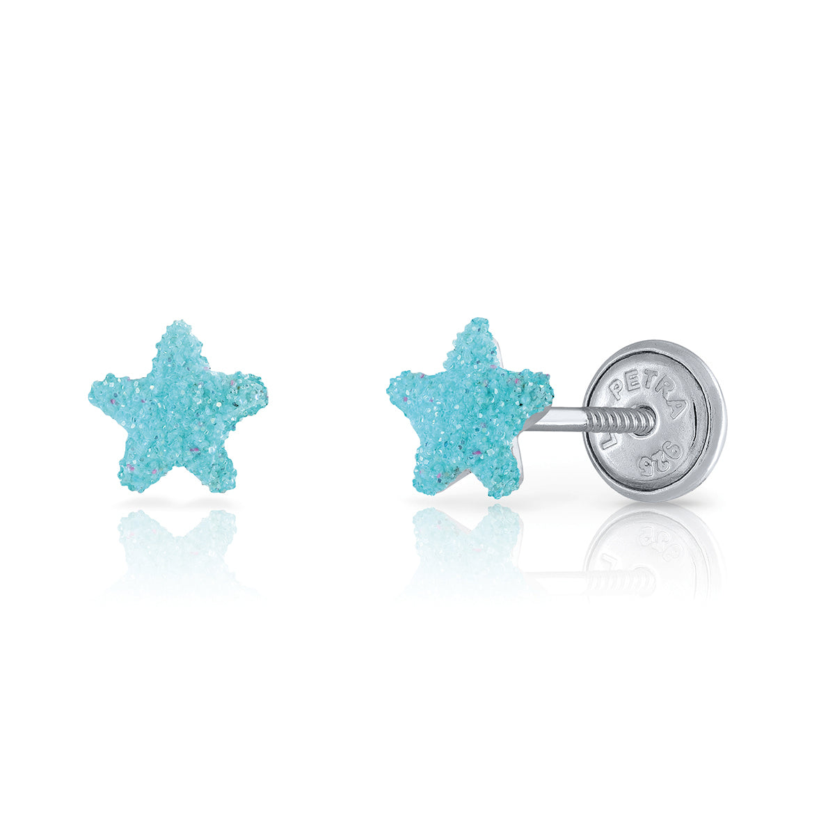 Kinderohrstecker mit Symbolen in Silber Stern mit abgerundeter Schraube gegen leichte Empfindlichkeit APSKA3232/1
