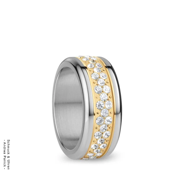 Bering-Ring mit austauschbaren Schienen Diamond Zirkonia Edelstahl Gold BUAP12222/4