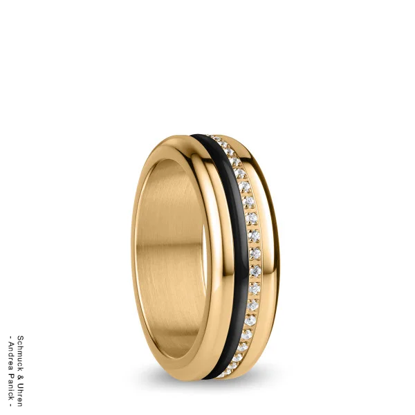 Bering Ring mit Schienen zum Wechseln gold schwarz Zirkonia poliert BUAP12221/2