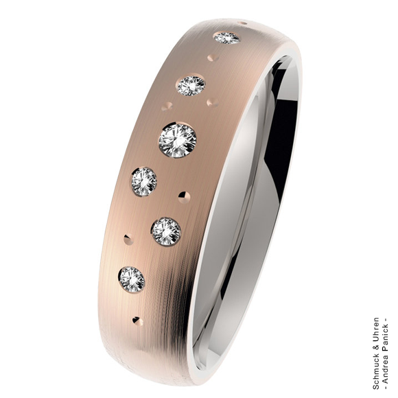 Ernstes Design Ring matt breite Schiene 585/- Gold Edelstahl Brillant Sternenhimmel APED22127/3