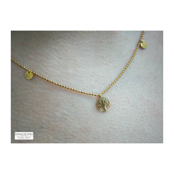 Halsketten mit Symbol und Plättchen (rosé, gold, silber) als Lebensbaum, Lebensblume oder Herz  APSO3232/2
