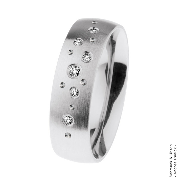 Ernstes Design Ring matt breite Schiene 585/- Gold Edelstahl Brillant Sternenhimmel APED22127/3