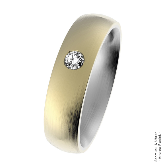 Ernstes Design Ring matt breite Schiene Brillant 585/- Gold Rosé Edelstahl APED22127/1