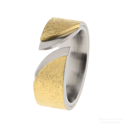 Ernstes Design Ring Edelstahl matt bicolor gold silber oder monochrom APED22119