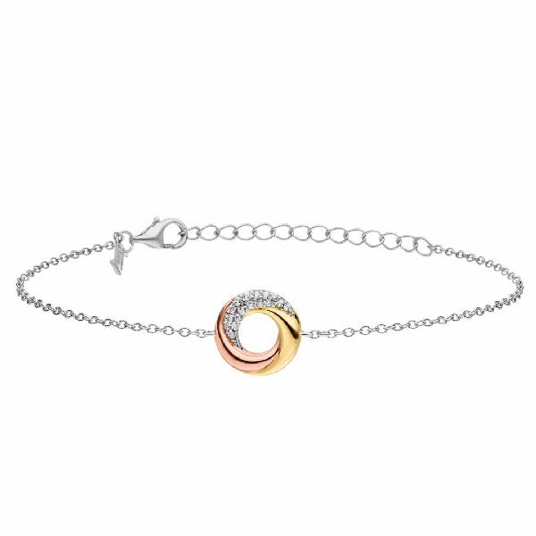 Armband Kreis 925/- Silber tricolor oder bicolor mit Zirkonia-Steinen APSS102215
